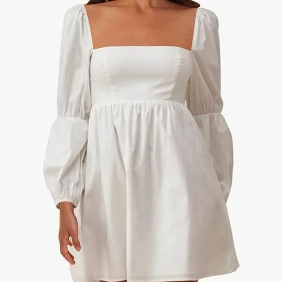 Dresses & Skirts - Womens Square Neck Dress Long Puff Sleeve A-Line Casual Short Mini Dress Bridal
